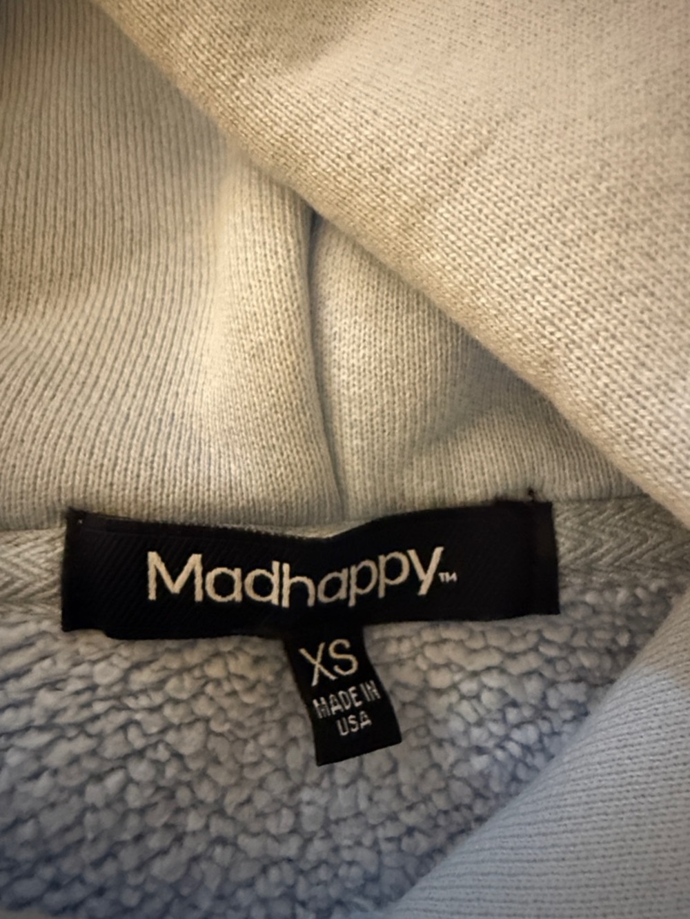 Madhappy Campus Fleece Hoodie in Blue. Unisex. Size XS. Oversized. - Picture 6 of 8